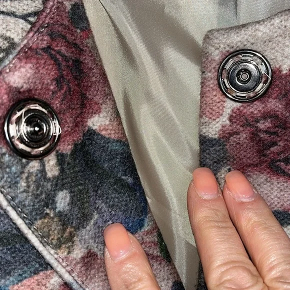 Fiorella Rubino floral print snap front coat with pockets Sz 8 - Picture 8 of 13